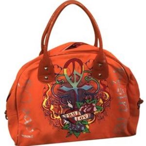 Ed Hardy Orange Tote Multicolored Shoulder Bag